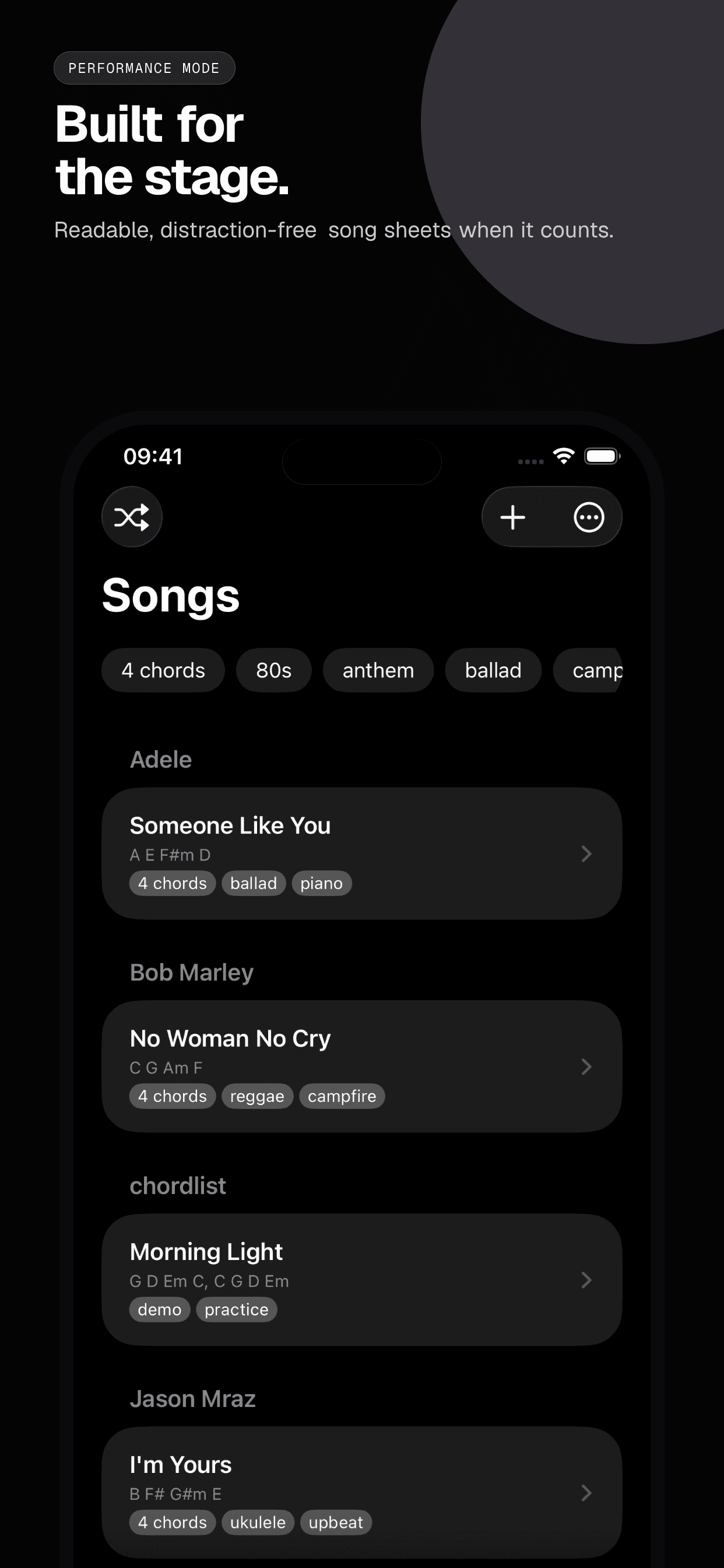 04 · Built for the stage., from the classic 6.5-inch iPhone App Store screenshot set.