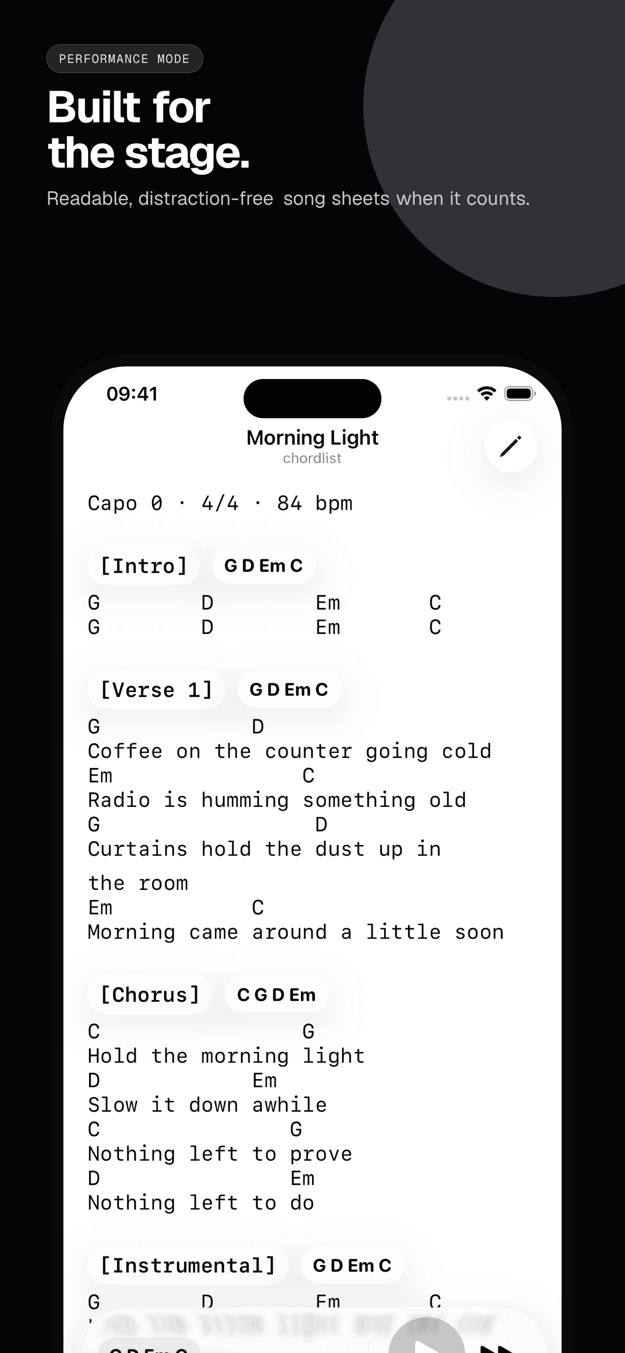 05 · Built for the stage., from the English classic 6.5-inch iPhone App Store screenshot set.